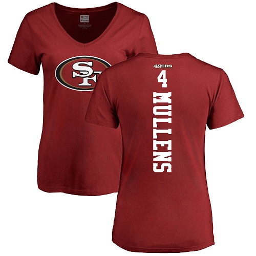 San Francisco 49ers Red Women Nick Mullens Backer #4 NFL T Shirt->women nfl jersey->Women Jersey